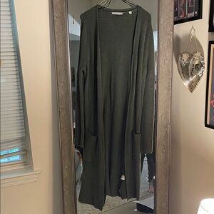 Women's Green Long Cardigan Sweater